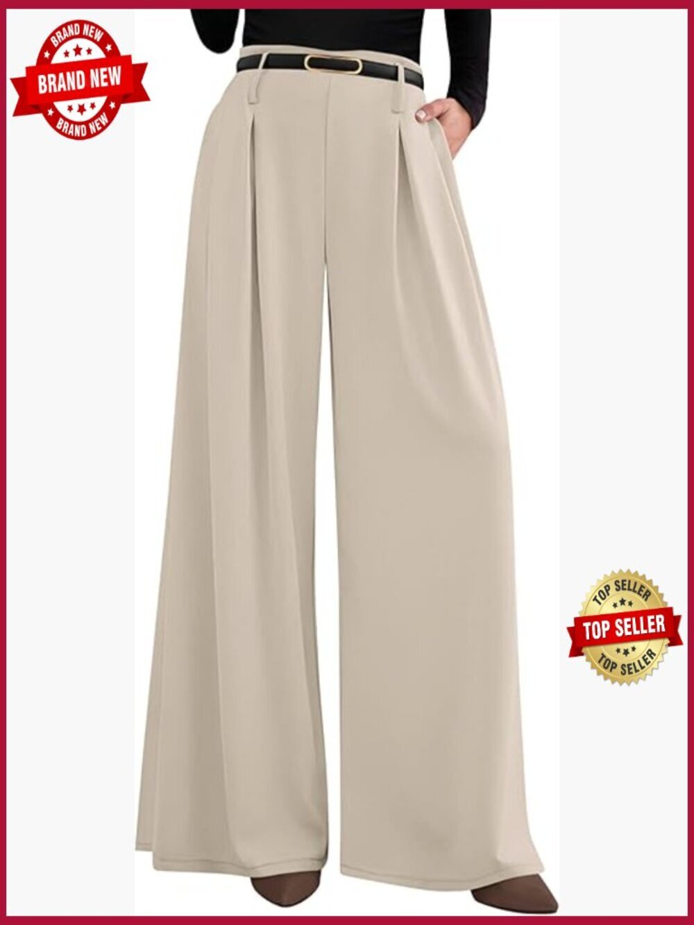 Wide Leg Trousers High Waisted Dress Pants Pleated Slacks Flowy Business Work